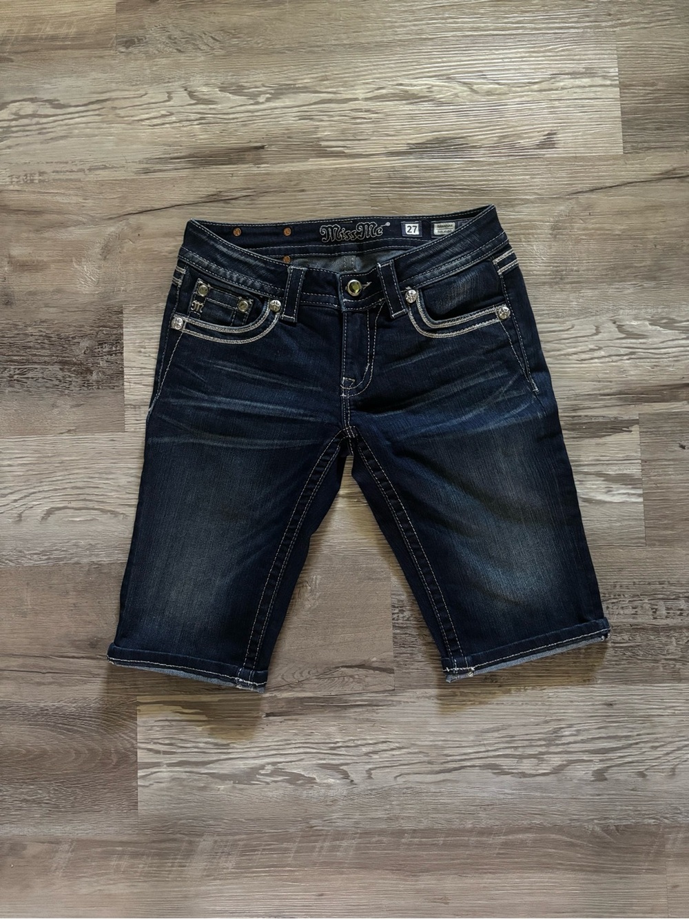 Miss Me Dark Indigo Denim Bermuda Shorts